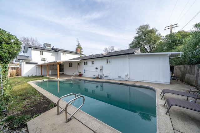 view of pool featuring central AC and a patio area