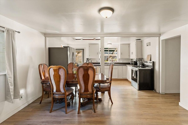 dining area with light hardwood / wood-style flooring