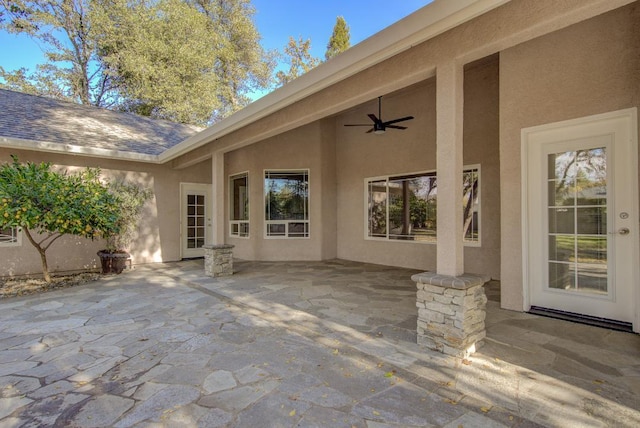 view of patio with ceiling fan