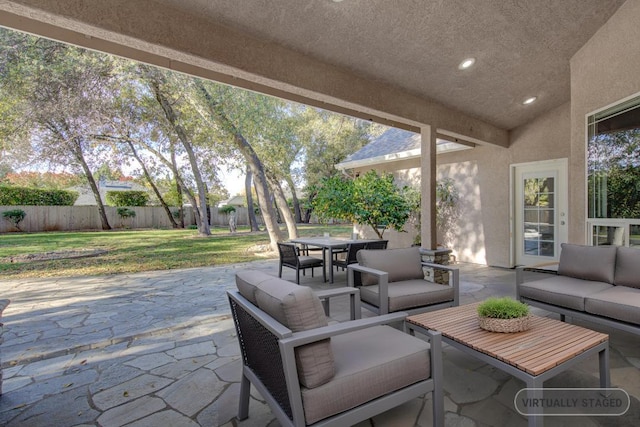 view of patio featuring an outdoor hangout area