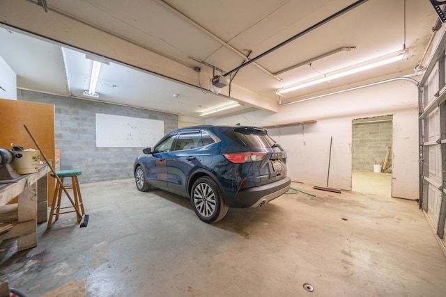 garage with a garage door opener