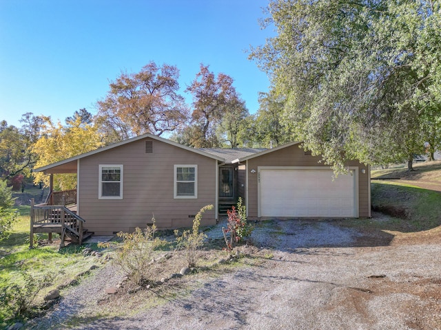 single story home with a garage