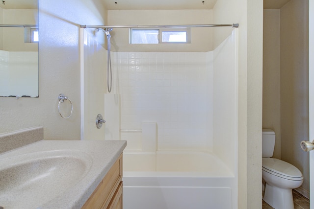 full bathroom featuring vanity, toilet, and tub / shower combination