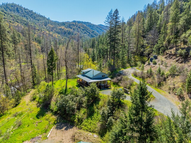 birds eye view of property featuring a mountain view