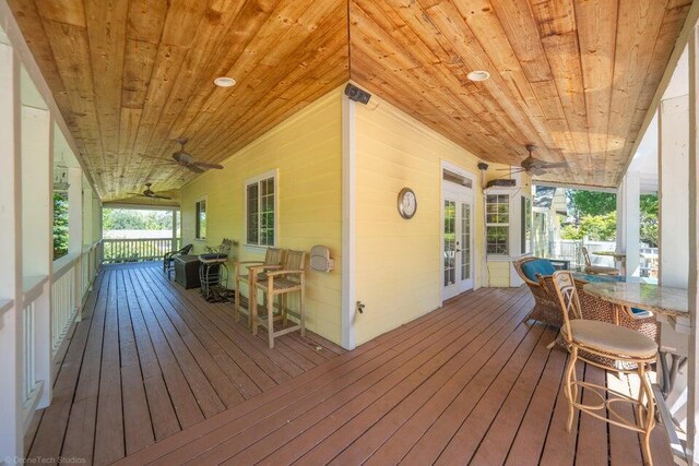 wooden deck featuring covered porch