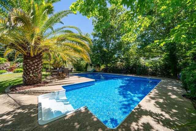 view of swimming pool with a patio area