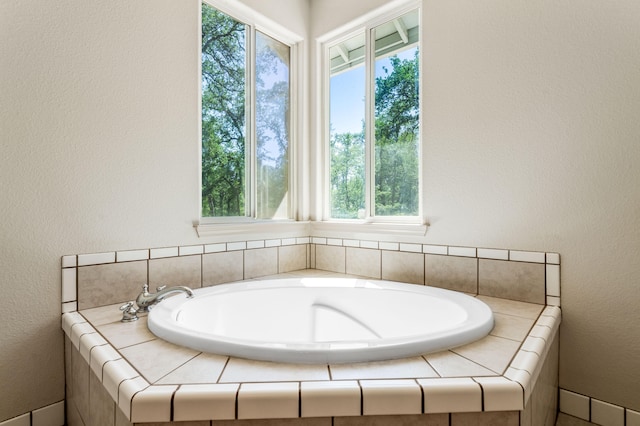 bathroom featuring plenty of natural light and a bathtub