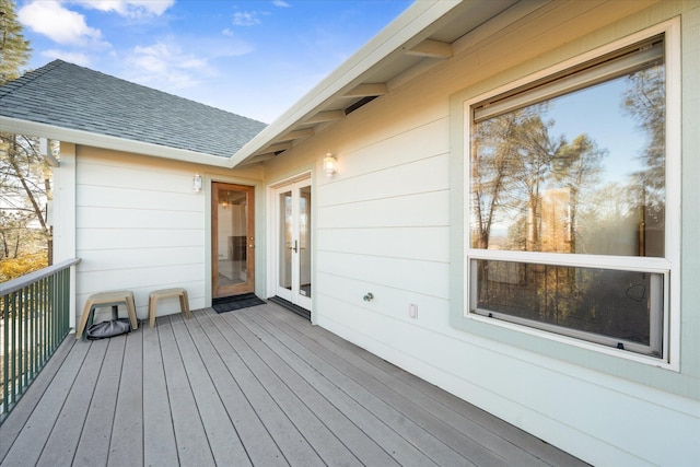 wooden deck with french doors