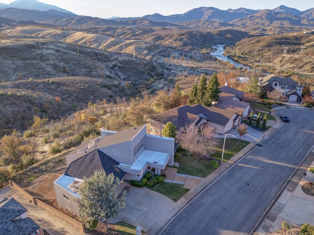 aerial view featuring a mountain view