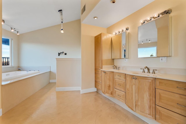 bathroom featuring vanity and a bathing tub