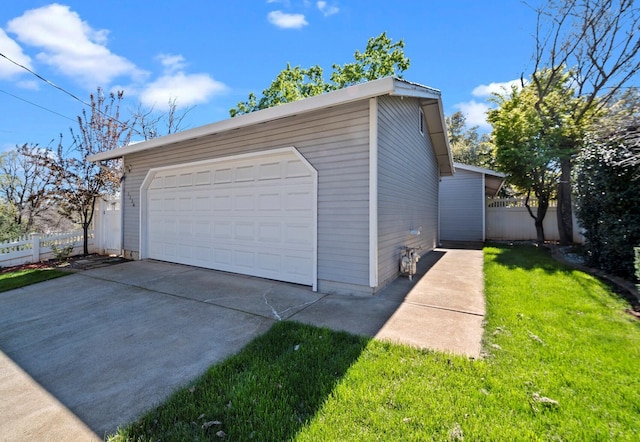 detached garage with fence