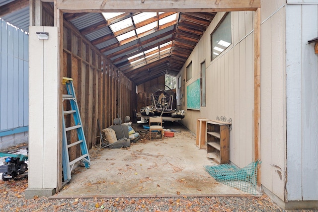 misc room with lofted ceiling