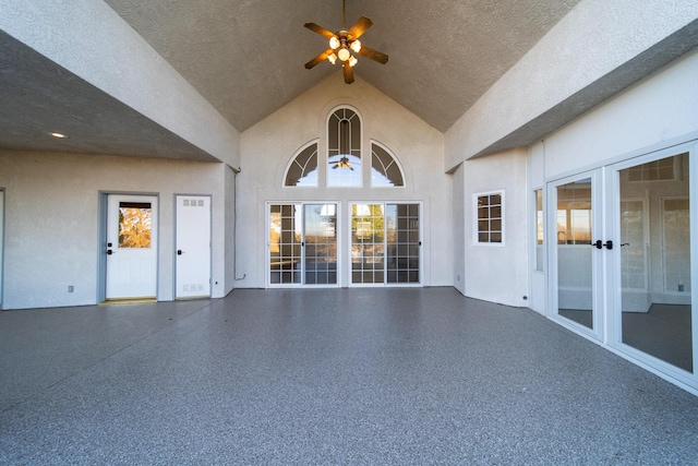 view of patio featuring ceiling fan