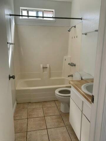 full bathroom featuring tile patterned floors, vanity, shower / bathtub combination, and toilet