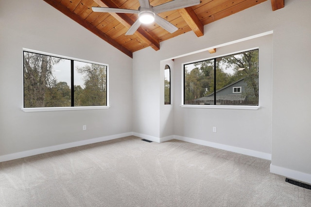8781 Simmons Rd, Redding, CA 96001 - spare room with wooden ceiling, carpet floors, baseboards, and ceiling fan