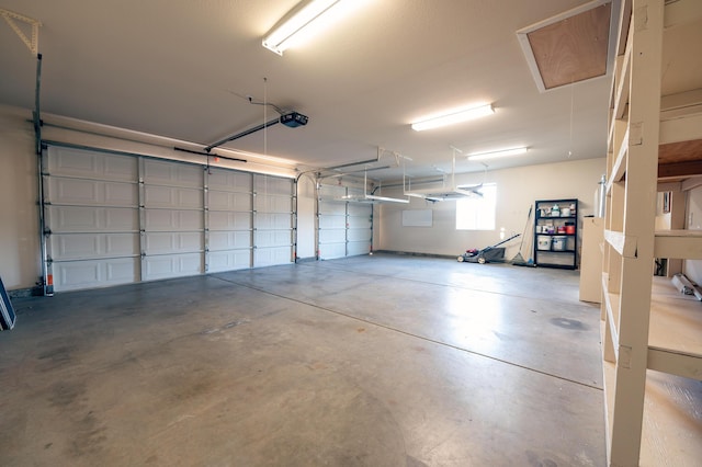 garage with a garage door opener