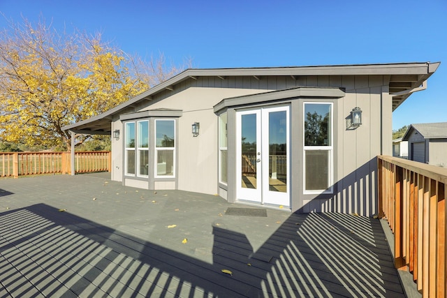 wooden deck with french doors