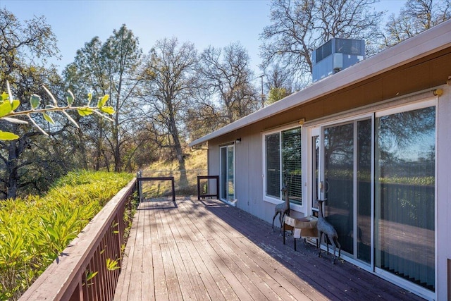 wooden terrace with cooling unit