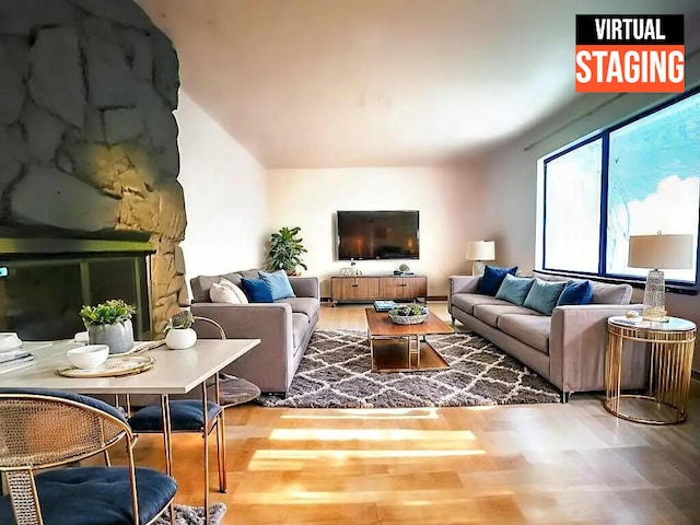 living room with hardwood / wood-style flooring