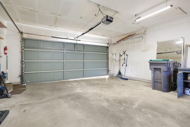 garage with a garage door opener