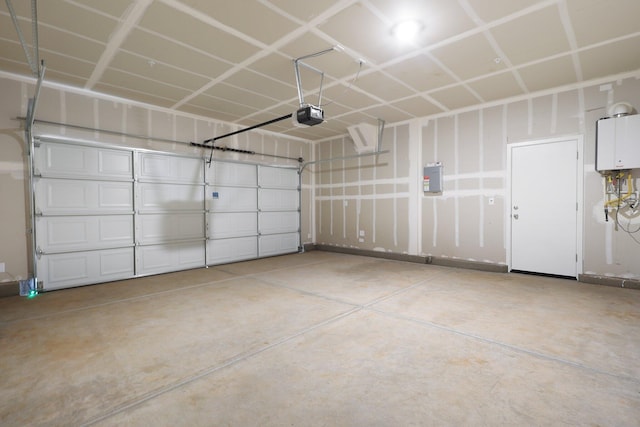 garage featuring electric panel and a garage door opener