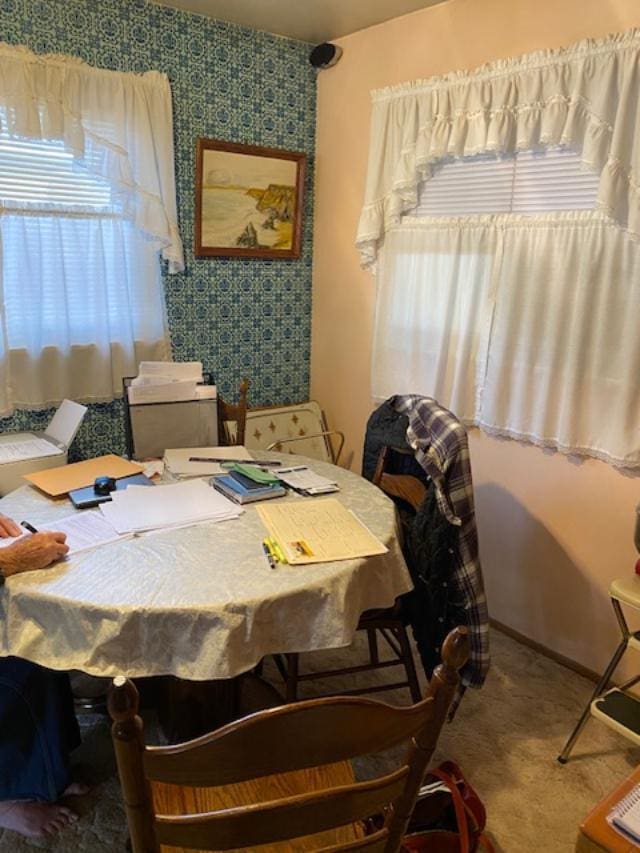 37412 Birch Ave, Burney, CA 96013 - carpeted dining area with wallpapered walls