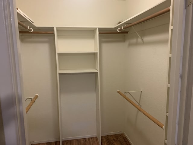 walk in closet featuring dark hardwood / wood-style flooring