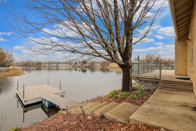 view of dock featuring a water view