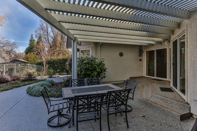 view of patio featuring a pergola