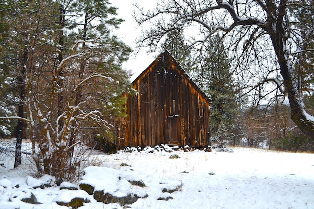 view of snow covered structure