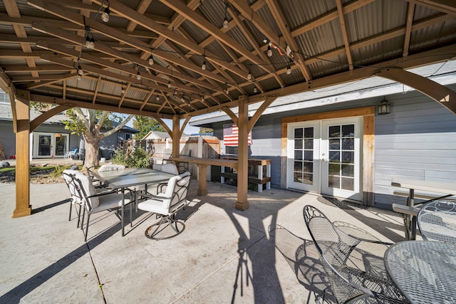 view of patio with a gazebo and french doors