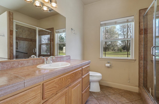 7899 Elmers Way, Shingletown, CA 96088 - bathroom featuring tile patterned flooring, a stall shower, and vanity