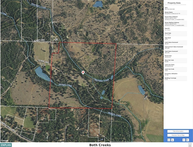 7899 Elmers Way, Shingletown, CA 96088 - map / location with property parcel outlined