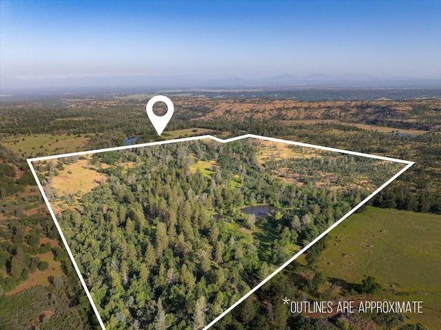 7899 Elmers Way, Shingletown, CA 96088 - view of property location featuring property boundaries highlighted and a heavily wooded area