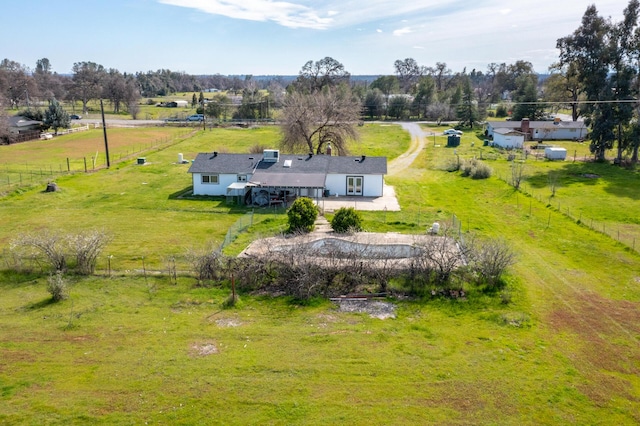 bird's eye view with a rural view