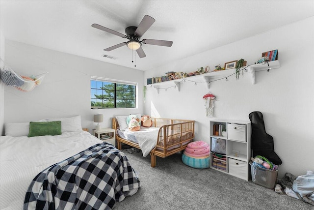 711 Teakwood Dr, Redding, CA 96003 - bedroom with carpet and ceiling fan