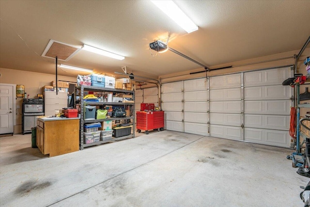 garage with a garage door opener