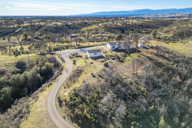 aerial view with a mountain view