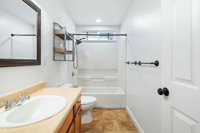 full bathroom with vanity, toilet, and shower / bath combination