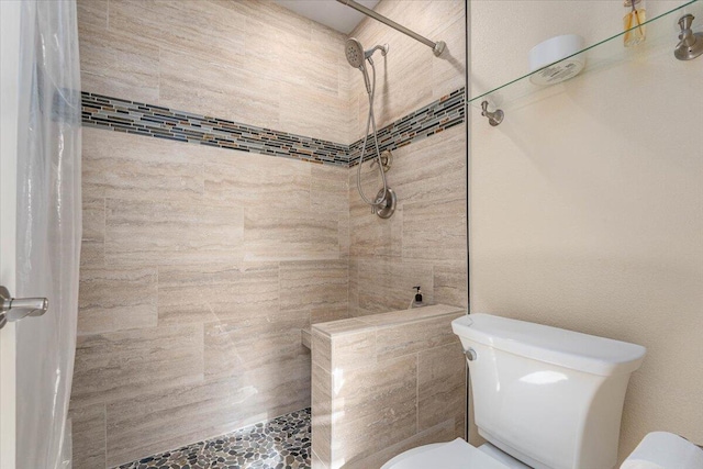 bathroom featuring toilet and a shower with curtain