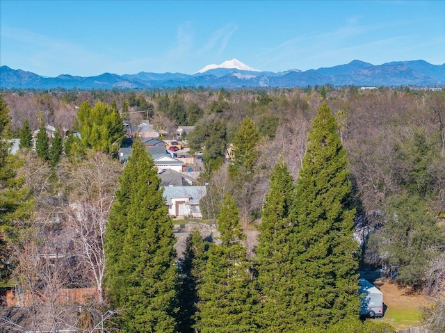 drone / aerial view with a mountain view