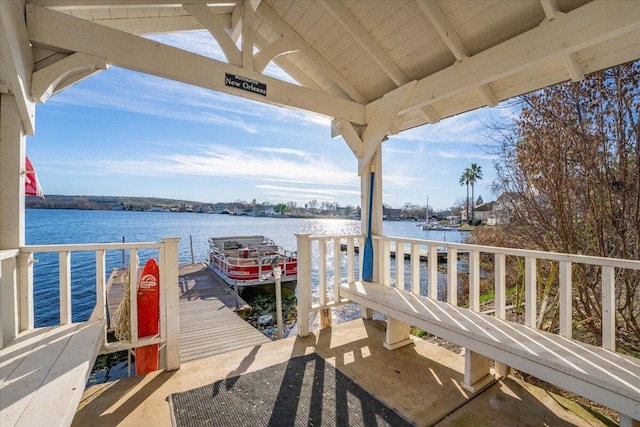 dock area featuring a water view