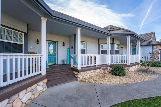 view of front of home featuring covered porch