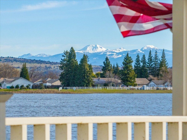 view of water feature with a mountain view