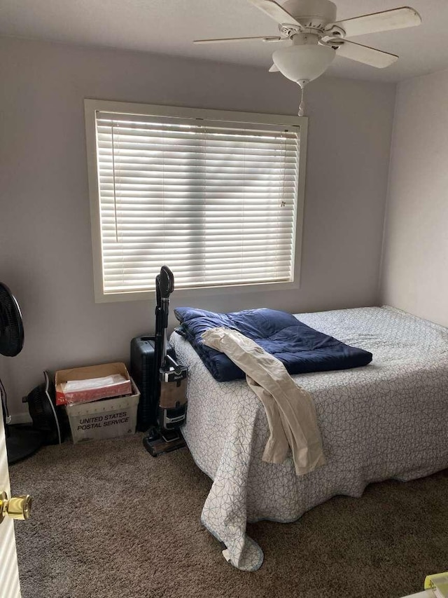 bedroom with carpet and ceiling fan