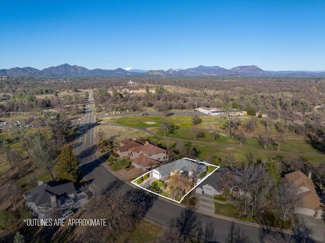 aerial view with a mountain view