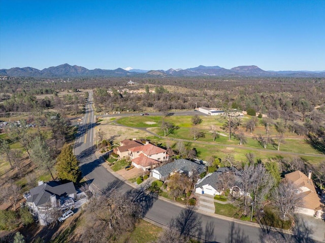 birds eye view of property featuring a mountain view