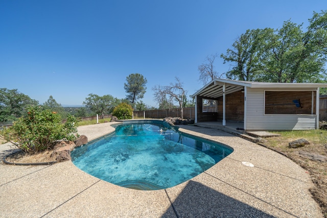 view of swimming pool with a patio