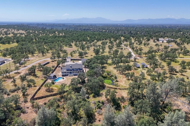 aerial view with a mountain view