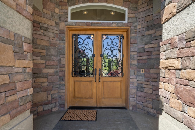 property entrance with french doors